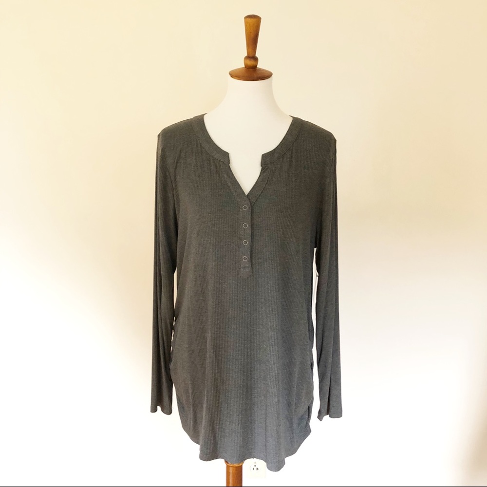 Fourteenth Place Ribbed Charcoal Maternity Top XL